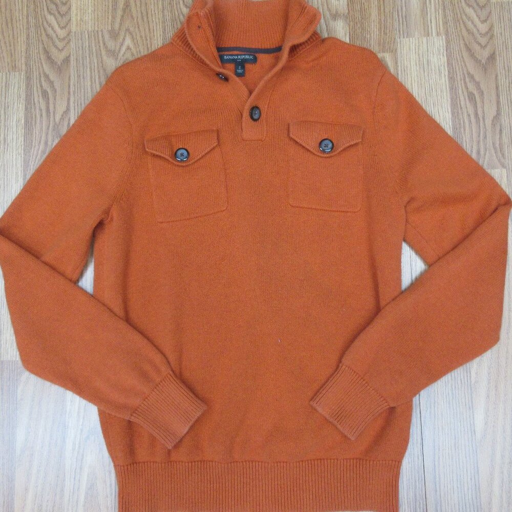 BANANA REPUBLIC 100% COTTON SWEATER ORANGE Sz SMALL, S